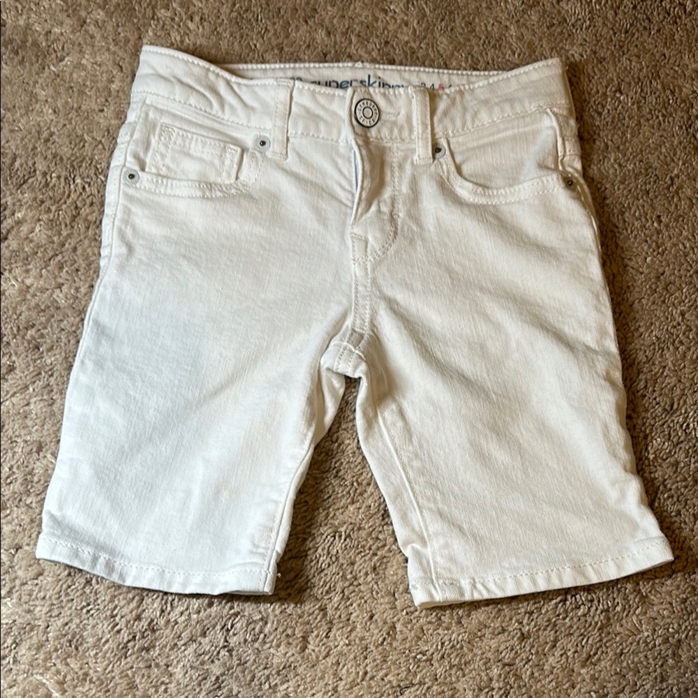 Girls Gymboree White Denim Super Skinny Shorts size 5